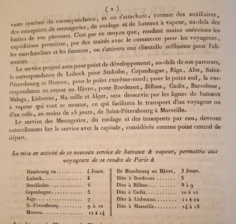 versprach eine Beförderungsdauer von 3 Tagen von Hamburg bis Le Havre..
