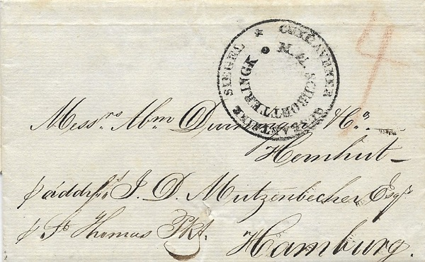1825 Siegel M.H. Schroetteringk auf Brief aus St.Thomas
