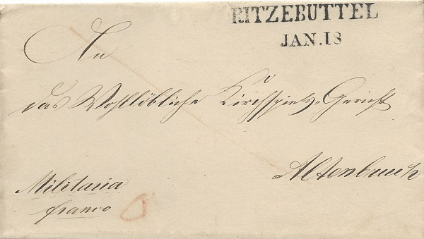 Der „große“ Stempel. Brief aus dem Jahr 1847, Absender war der Hamburger Amtmann Sthamer.