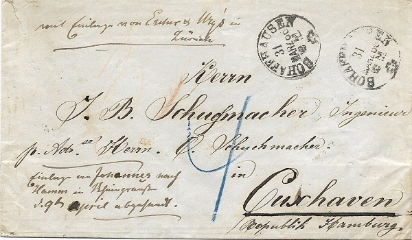 Ein Brief aus Schaffhausen – auch an Herrn Schuchmacher „Cuxhaven Republik Hamburg – die Schweizer nahmen es genau!