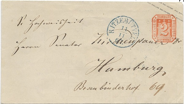 Ab Ritzebüttel 1867 – Ganzsache mit Wasserzeichen