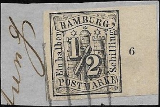 Vom rechten Bogenrand mit Reihenzahl „6“
