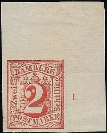 Die rechte obere Bogenecke zeigt die Reihenzahl „1“ 