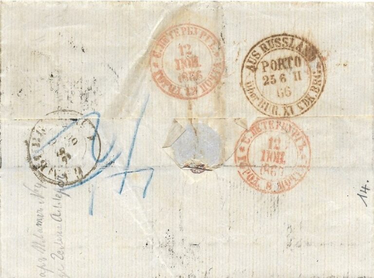 rückseitig u.a. der Doppelkreisstempel des Preußischen Postamtes Hamburg