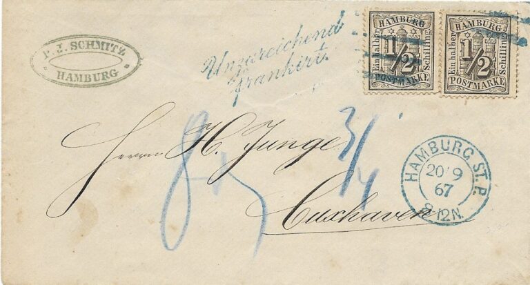 Das Amt Ritzebüttel war zwar eine „Unterabteilung“ des Hamburger Stadtpostamtes, aber der Tarif dorthin war 2 Schilling