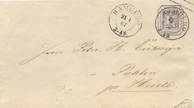 Nach Heide 1867. Abfertigung durch das preußische Postamt